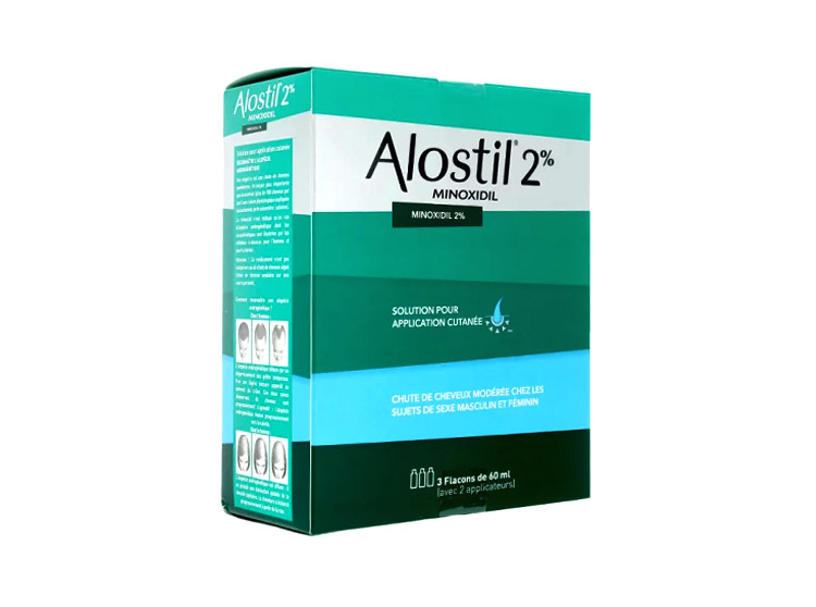 Alostil Minoxidil 2% chute de cheveux modérée - 3x60ml - Pharmacie ...