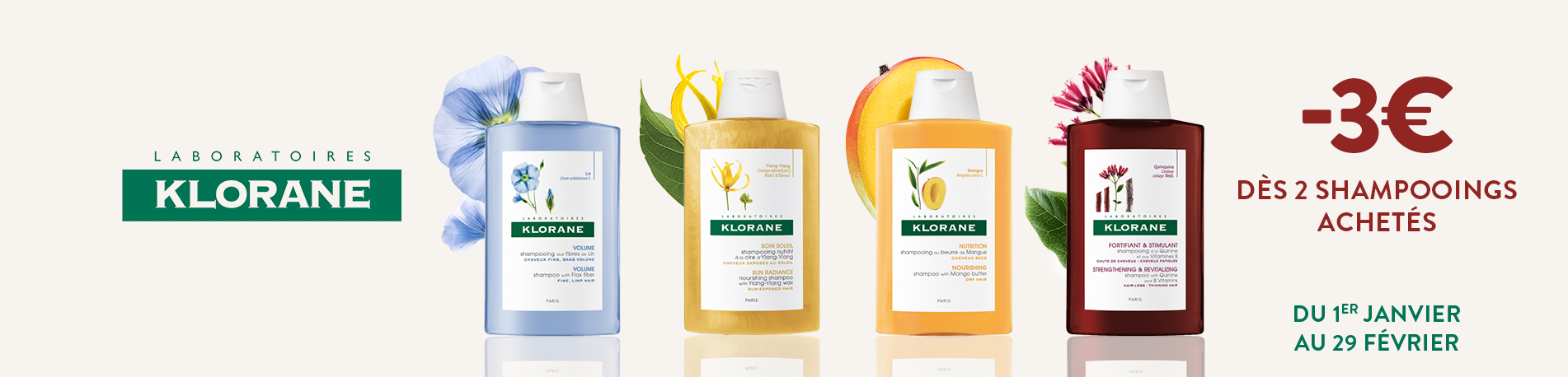 Promotion Klorane shampooings 400ml