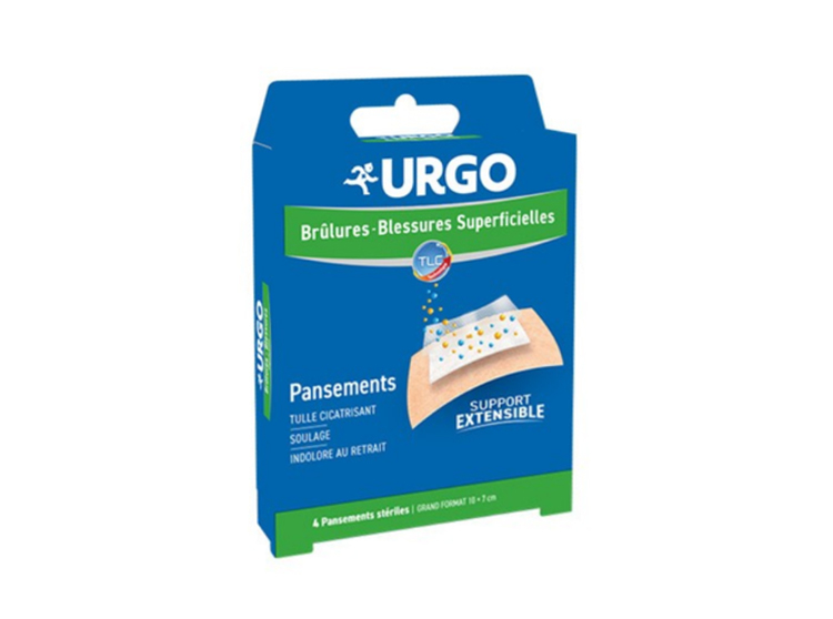 URGO Brûlures et Blessures Superficielles - 4 pansements stériles -  Pharmacie en ligne