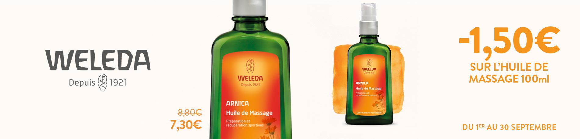 Promotion Weleda huile de massage arnica