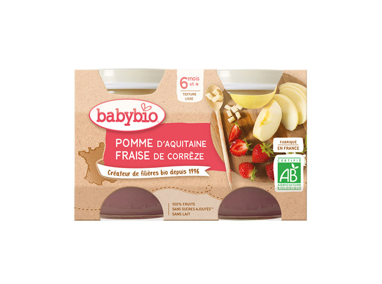 BabyBio petits pots bébé Pomme d'Aquitaine-Fraise Bio - Dès 6 mois