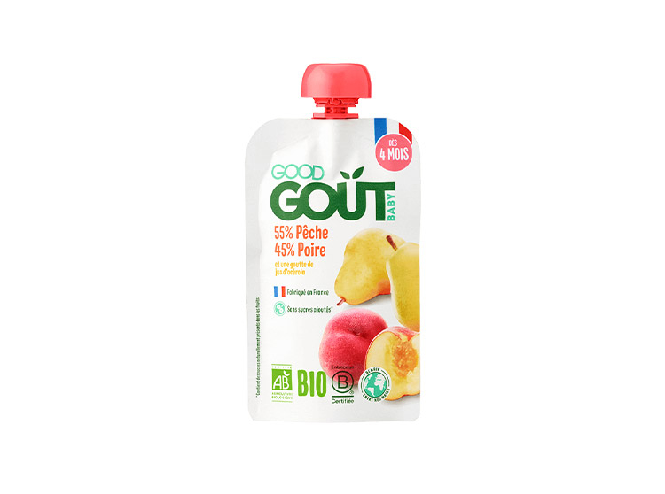 Good Goût Gourde de Fruits BIO Poire Pêche - 120g - Pharmacie en