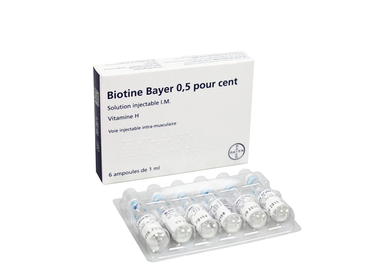 Biotine 0.5% solution injectable chute de cheveux - 6 ampoules ...