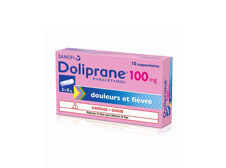 Doliprane 100mg - 10 suppositoires - Pharmacie en ligne