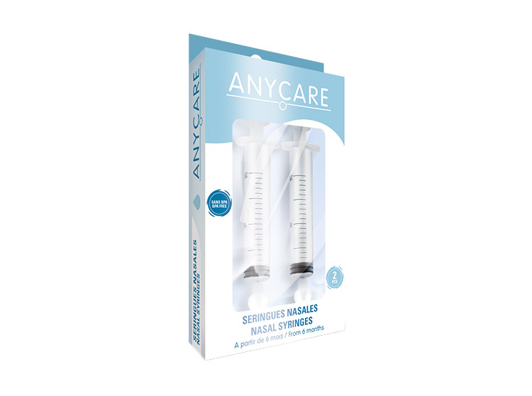 Anycare Seringue nasale Transparente - 2 seringues - Pharmacie en