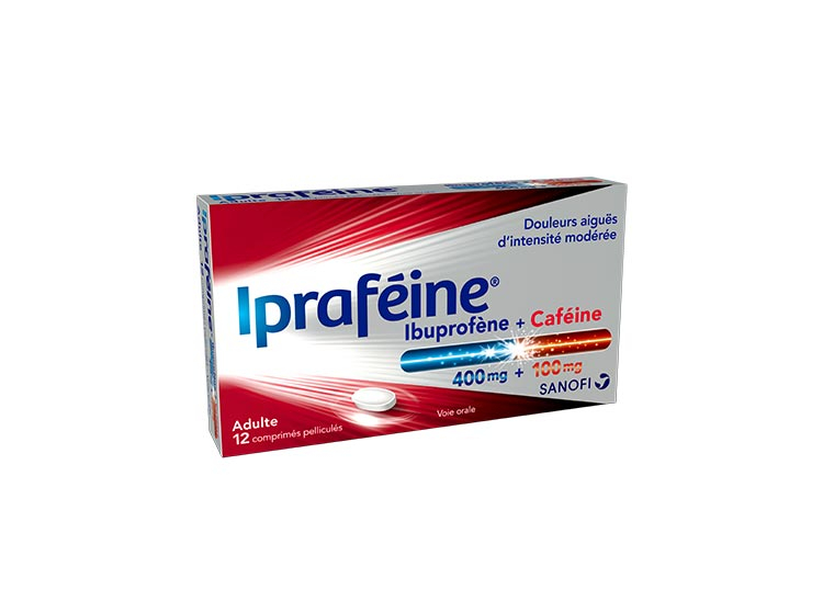 Ipraféine Ibuprofène 400 mg + Caféine 100 mg - 12 comprimés
