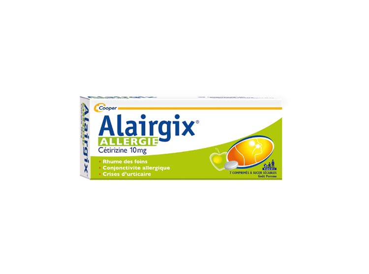 Alairgix allergie Cetirizine 10mg Goût Pomme - 7 Comprimés ...
