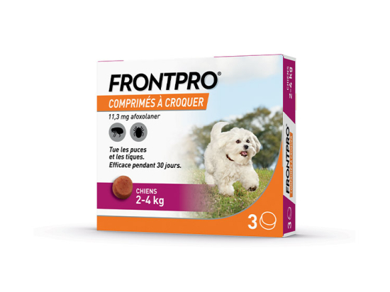 Frontpro Chien S comprimé anti-puces pour chien de 2 à 4 kg - 3 comprimés à croquer