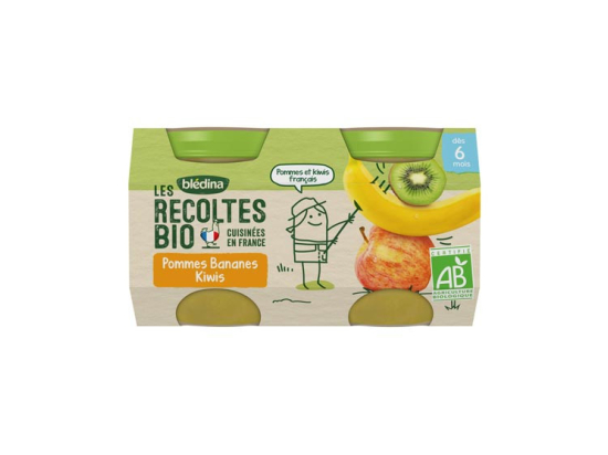 Blédina Les Récoltes Bio Petit Pot Pommes Bananes Kiwis - 2x130g
