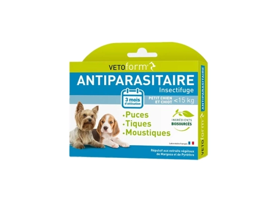 Antiparasitaire Pipettes Insectifuge Petit Chien et Chio <15g - 3 pipettes x 1ml