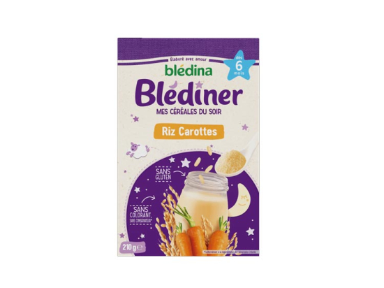 Blédina Blédiner céréales du soir riz carottes - 12 dosettes
