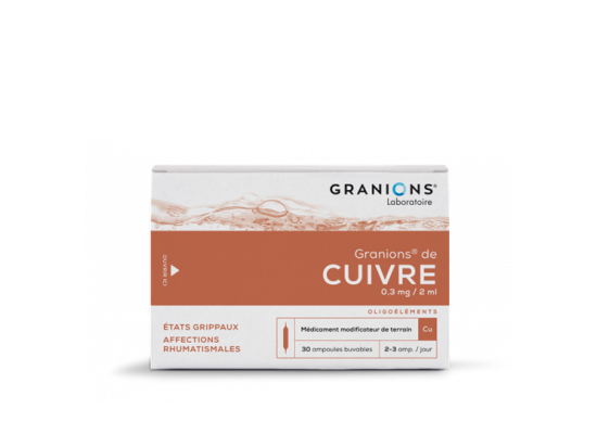 Cuivre 0,3 mg / 2ml solution buvable - 30 ampoules