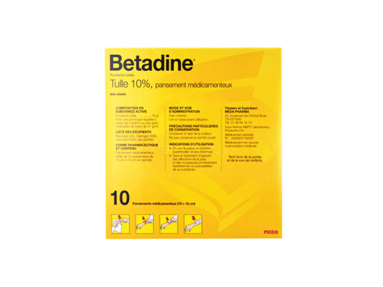 Betadine Tulle 10% - 10 Pansement médicamenteux