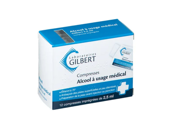 Gilbert Compresses Alcool à usage médical - 12 compresses imprégnées