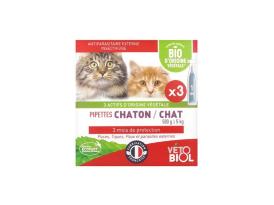 Vétobiol pipettes chaton / chat - 3x1ml