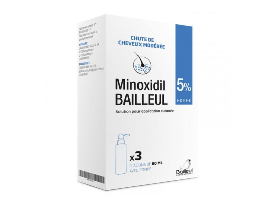Bailleul Minoxidil 5% solution pour application cutanée - 3x60ml