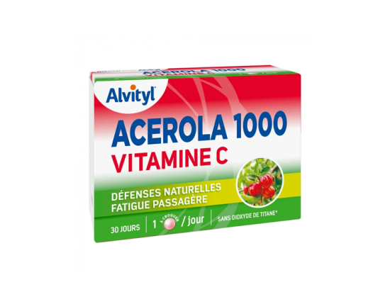 Acérola 1000 Vitamine C - 30 Comprimés à Croquer