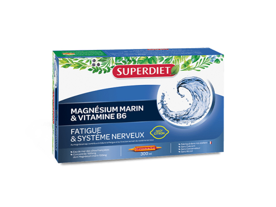 Superdiet Magnésium marin + vitamine B6 - 20 ampoules