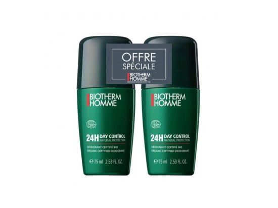 Biotherm Homme Déodorant Roll-on 24H Control Naturel protection BIO - 2 x 75ml