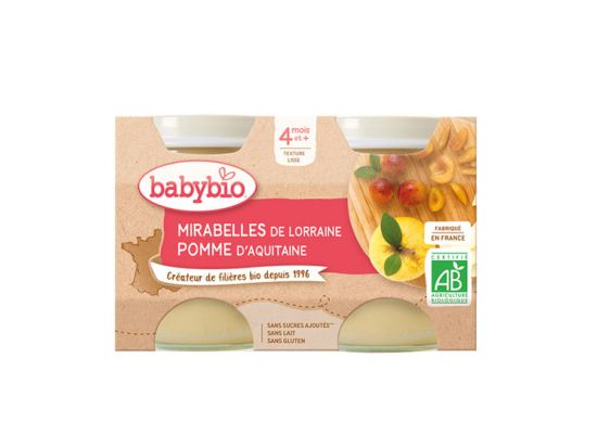 Babybio Petits pots mirabelels de Lorraine & pomme d'Aqutaine BIO - 2x130g