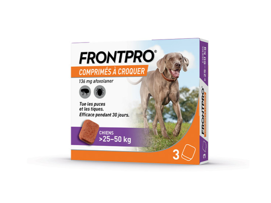 Frontpro Chien XL comprimé anti-puces pour chien de 25 à 50 kg - 3 comprimés à croquer