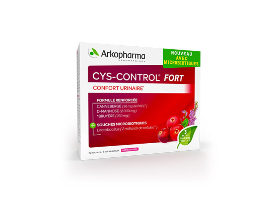 Arkopharma Cys-Control Fort avec microbiotiques - 10 sachets + 5 sticks à diluer