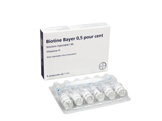 Biotine 0.5% solution injectable chute de cheveux - 6 ampoules