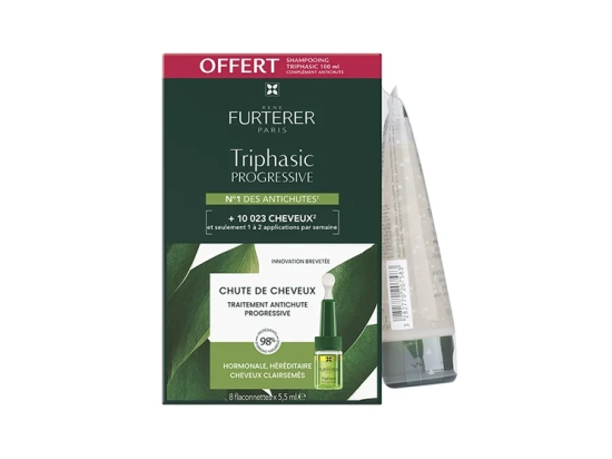 Triphasic progressive Traitement anti-chute - 8 flaconnettes + Shampooing Stimulant antichute Offert