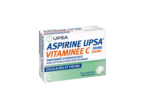 UPSA Aspirine Vitamine C 330mg/200mg - 20 comprimés effervescents