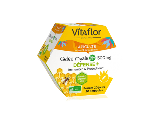 Vitaflor Gelée royale bio Défense+ 1500 mg - 20 ampoules