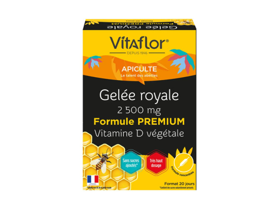 Vitaflor Gelée Royale BIO 2500mg Vitamine D végétale - 20 ampoules