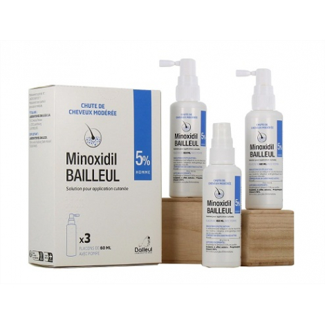 Minoxidil Bailleul 5% solution pour application cutanée - 3x60ml ...
