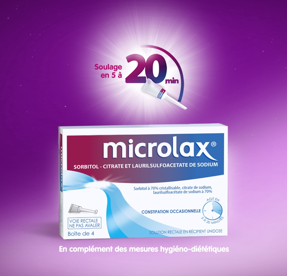 Microlax sorbitol citrate et laurilsulfoacetate de sodium boîte de 4  récipients unidoses - Médicament conseil - Pharmacie Prado Mermoz