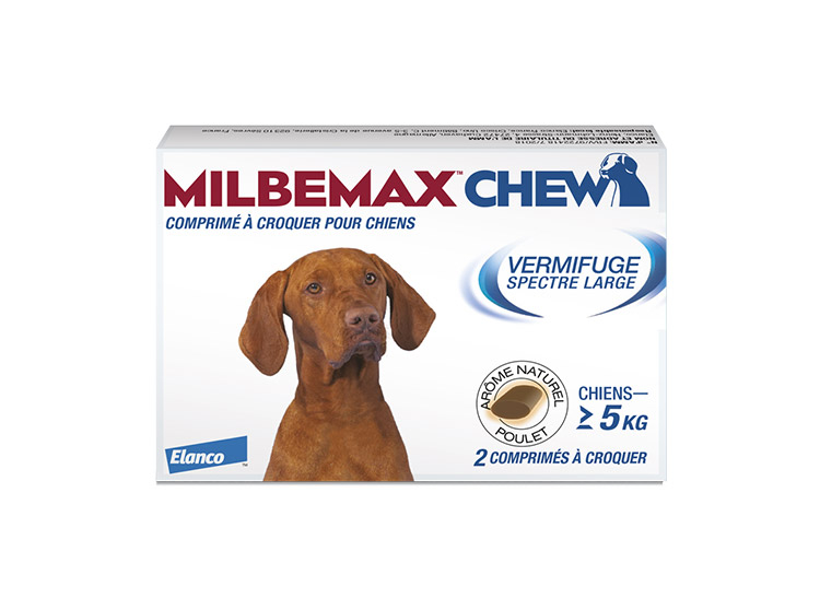 Milbemax Chew Chien de 5 kg et plus - Vermifuge vers plats et ronds
