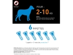 Spot-on Chien S - Pipettes anti-puces pour chien de 2 à 10 kg - 6 pipettes de 0,67ml