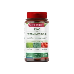 Système Immunitaire Zinc + Vitamines D3 et C - 60 gélules