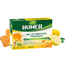 Humer Pharyngite Mal de Gorge Aigu - 20 Pastilles Miel / Citron