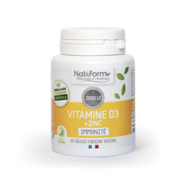 Nat & Form Immunité Vitamine D3 + zinc - 60 gelules