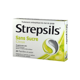 Strepsils Citron Sans Sucre - 24 pastilles à sucer