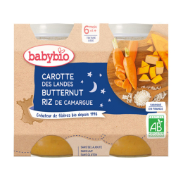 Babybio Petits pots Carotte des landes, courge butternut, riz de camargue BIO - 2x200g