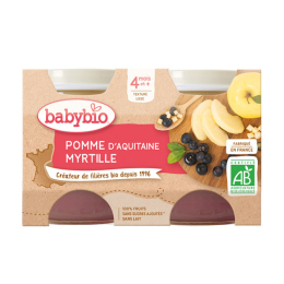 Babybio Petits pots pomme d'Aquitaine & Myrtille BIO - 2x130g