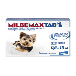 MilbemaxTab Petits chiens et chiots de 0,5 à 10kg - 2 comprimés