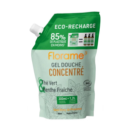 Florame Gel Douche concentré  Thé Vert & Menthe fraîche Eco-Recharge BIO -  300ml