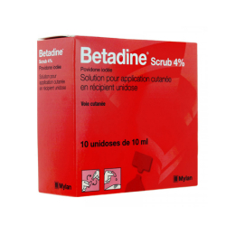 Betadine Scrub 4% solution pour application cutanée en récipient unidose - 10x10ml