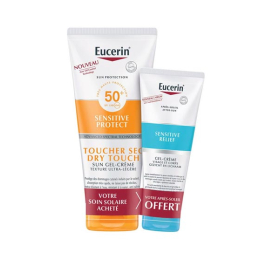 Eucerin Sun Sensitive Protect Gel-Crème toucher sec SPF50+ - 200 ml + Sun Relief 50 ml OFFERT