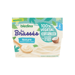 Blédina Les brassés 100% végétal Nature au lait de coco - 4x95g