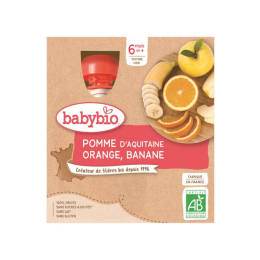 Babybio Gourdes Pomme d'Aquitaine orange & banane BIO - 4x90g