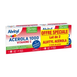 Acérola 1000 Vitamine C - 2x30 Comprimés à Croquer