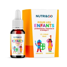 Nutri&Co Pour les enfants Probiotiques, vitamine D et oméga 3 - 15ml