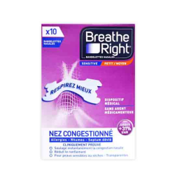 Breathe Right Bandelettes nasales Sensitives - 10 bandelettes